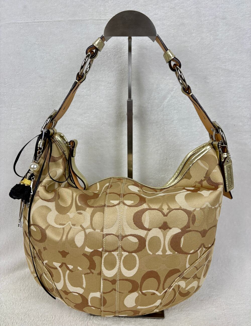 Coach Vintage Y2K Carly Hobo in Metallic Gold Signature Jacquard